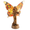 Fairy Table Lamp with Flowers and Orange Stained Glass Wings