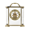 Gold Skeleton Mantel Clock with Handle and Visible Movement