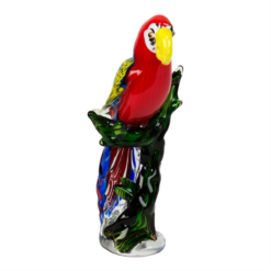 Red Glass Parrot Decorative Figurine