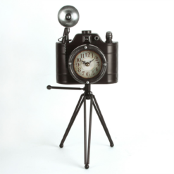 Vintage Camera Tripod Mantel Clock Decorative Table Clock