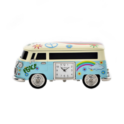 Blue Camper Van Miniature Desk Clock Decorative Ornament