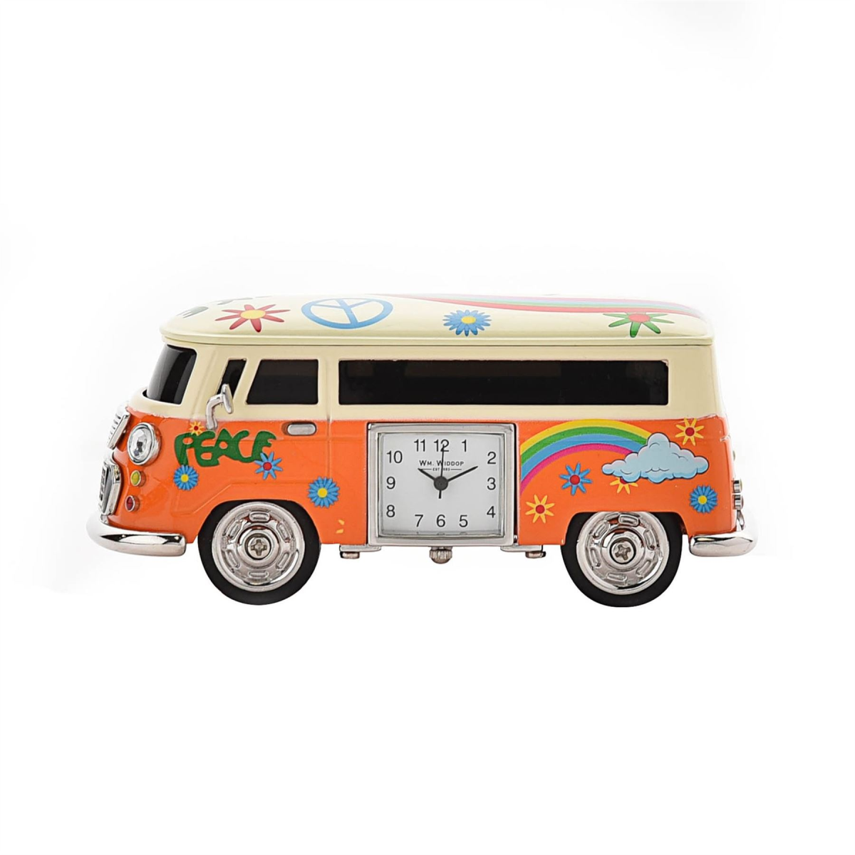 Orange Camper Van Miniature Desk Clock Decorative Ornament Orange Camper Van Miniature Desk Clock Decorative Ornament