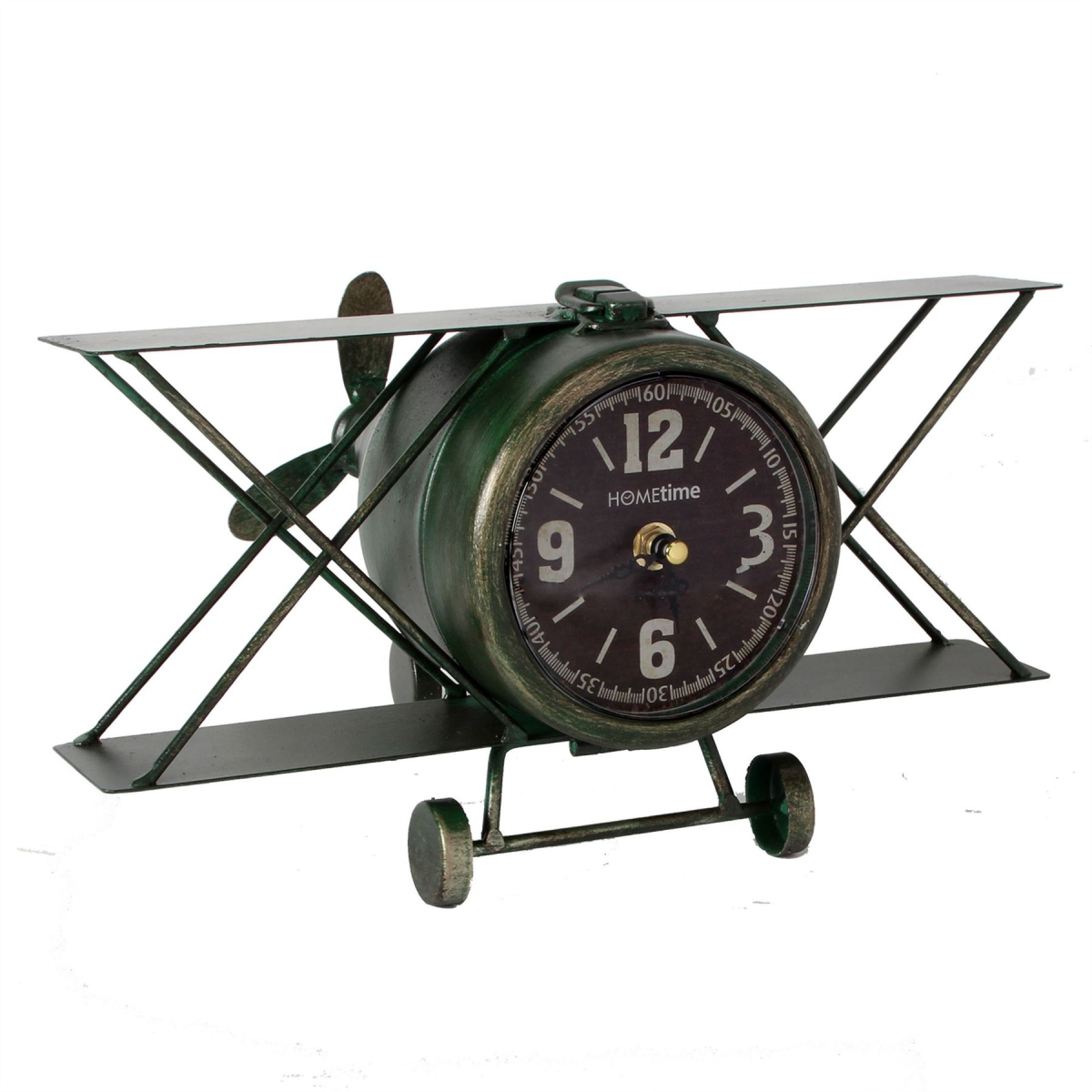 Vintage Aeroplane Mantel Clock Metal Biplane Arabic Dial Vintage Aeroplane Mantel Clock Metal Biplane Arabic Dial
