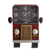 Red Bus Wall Clock Metal Decorative Arabic Dial