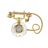Glass Telephone Miniature Clock Gold Dial Decorative Ornament