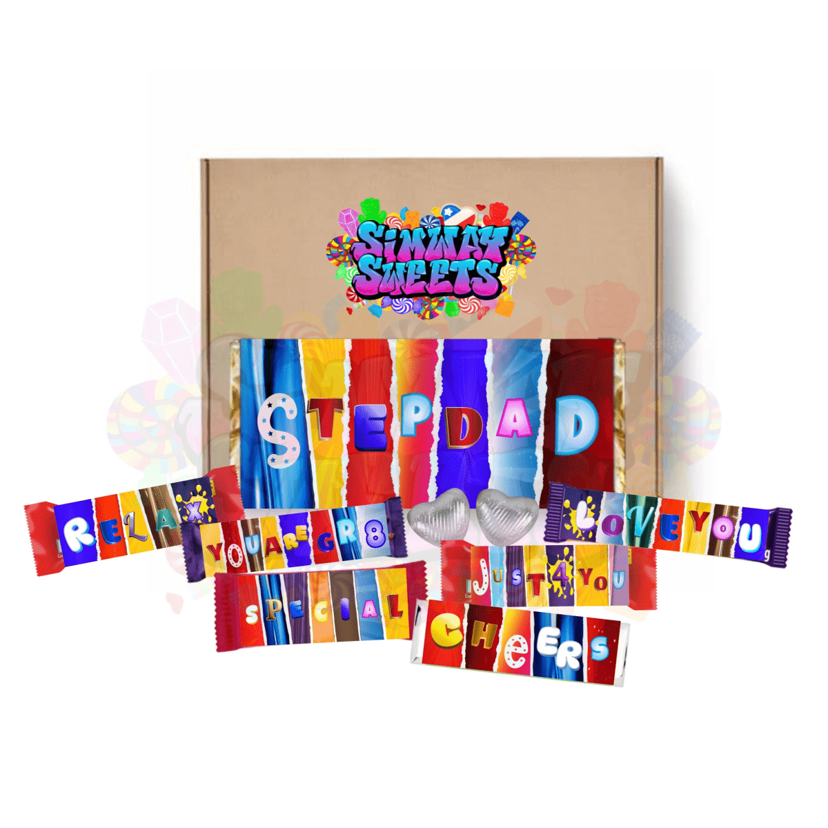 Father’s Day Chocolate Gift Box for Stepdad with Fun Wrappers and Assorted Treats Father’s Day Chocolate Gift Box for Stepdad with Fun Wrappers and Assorted Treats