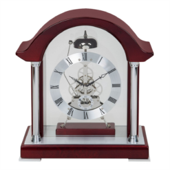 Wooden Mantel Clock with Bell Strike and Skeleton Dial – 27cm