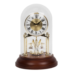 Anniversary Mantel Clock with Glass Dome and Crystal Pendulum