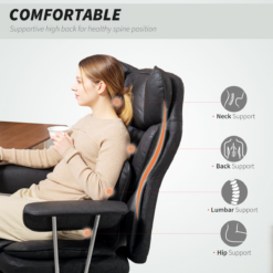 Alternative view of Black Reclining Gaming Chair with Footrest – High Back Ergonomic Office Chair with Lumbar Support