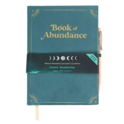 Alternative view of Book of Abundance Journal with Green Aventurine Crystal Pen