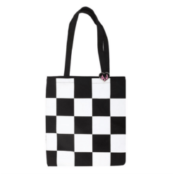 Alternative view of Checkerboard Print Polycotton Tote Bag with Enamel Heart Pin Badge
