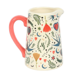 Alternative view of Cream Folk Print Ceramic Flower Jug