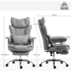 Grey Reclining Gaming Chair with Footrest – High Back Ergonomic Office Chair