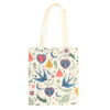 Cream Folk Print Polycotton Tote Bag