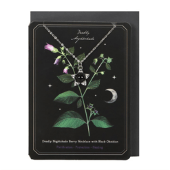 Alternative view of Deadly Nightshade Necklace with Black Obsidian on Greeting Card