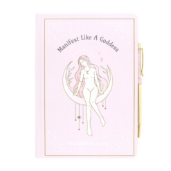 Alternative view of Goddess Energy A5 Manifestation Journal and Rose Quartz Crystal Pen