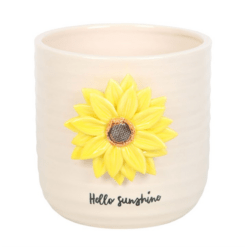 Alternative view of Hello Sunshine Plant Pot with 3D Sunflower
