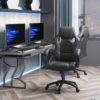 Executive Racing Gaming Office Chair – Black PU Leather Swivel Computer Desk Chair