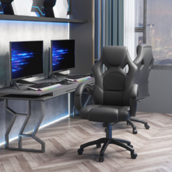 Alternative view of Executive Racing Gaming Office Chair – Black PU Leather Swivel Computer Desk Chair