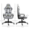 Grey and White Racing Gaming Chair with Lumbar Support – Ergonomic Swivel Office Chair
