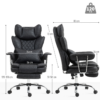 Black Reclining Gaming Chair with Footrest – High Back Ergonomic Office Chair with Lumbar Support