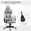 Grey and White Racing Gaming Chair with Lumbar Support – Ergonomic Swivel Office Chair