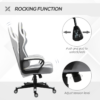 Grey and White Racing Gaming Chair with Lumbar Support – Ergonomic Swivel Office Chair