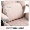 Pink Velvet Gaming Chair with Lumbar Support – Ergonomic Swivel Office Chair