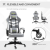 Grey and White Racing Gaming Chair with Lumbar Support – Ergonomic Swivel Office Chair