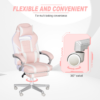 Pink PU Leather Gaming Chair with Footrest – 150° Reclining Ergonomic Office Chair