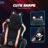 Pink and Black Gaming Chair with Footrest and Cat Ears – Reclining Ergonomic Office Chair