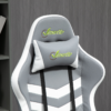 Grey and White Racing Gaming Chair with Lumbar Support – Ergonomic Swivel Office Chair