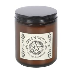 Alternative view of Green Witch White Sage Amber Glass Candle