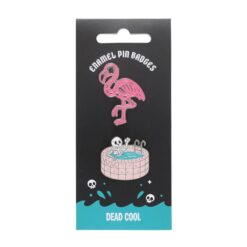 Alternative view of Dead Cool Skeleton and Flamingo Enamel Pin Badges