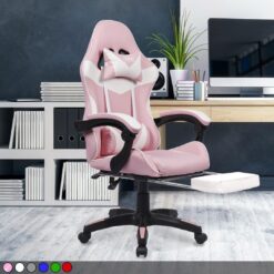 Leather Recliner Gaming Chair with Footrest – Ergonomic Office Chair with Lumbar Support