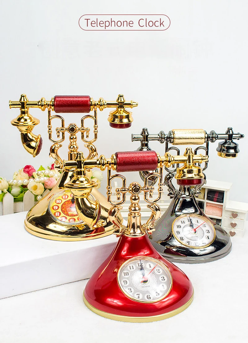 Retro Telephone Alarm Clock – Vintage Desk Clock Home Decoration Retro Telephone Alarm Clock – Vintage Desk Clock Home Decoration - Image 6