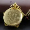 Gold Quartz Steampunk Pocket Watch Necklace with Chain – Vintage Unisex Pendant