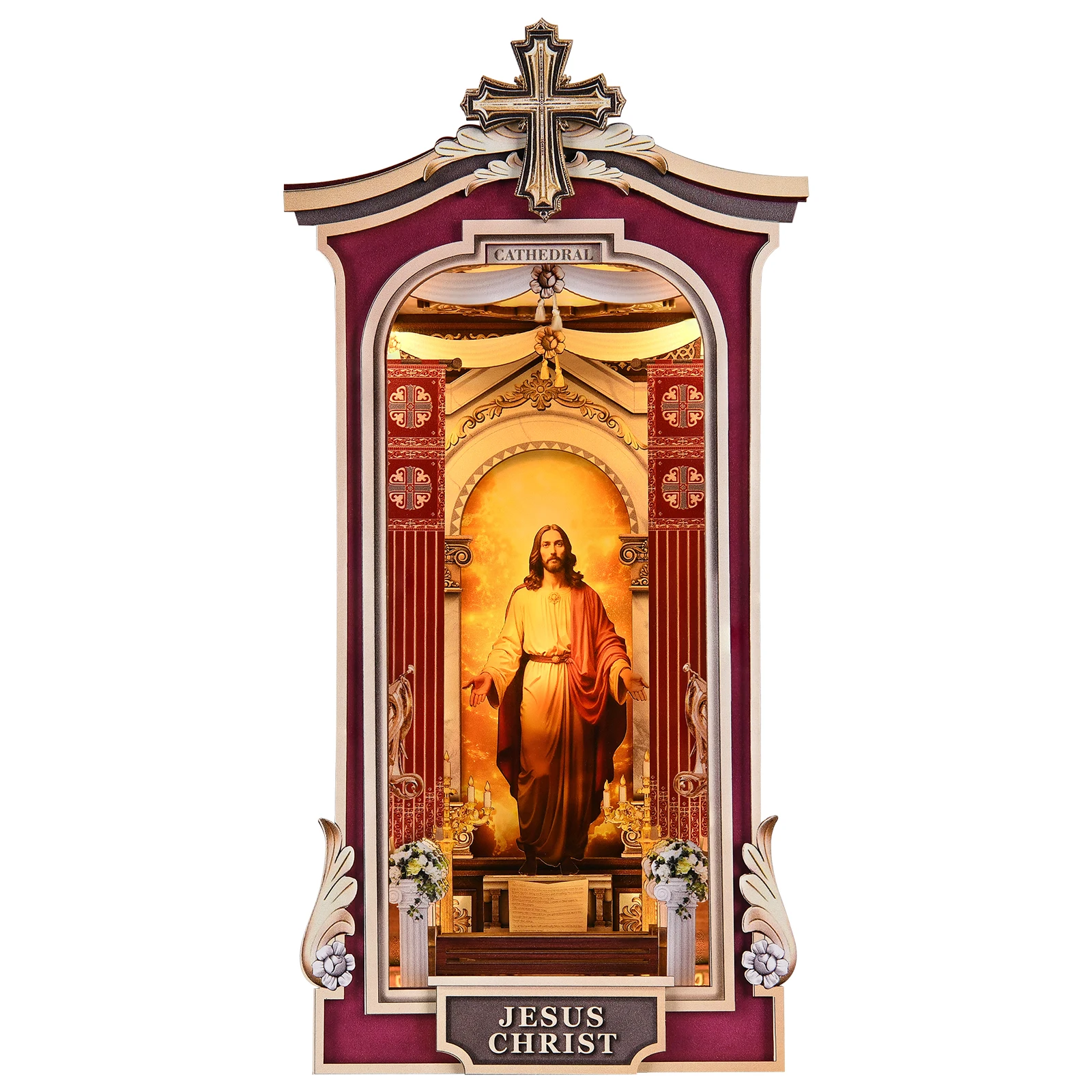 DIY Book Nook Cathedral 3D Wooden Puzzle Bookend Kit with Light Effect DIY Book Nook Cathedral 3D Wooden Puzzle Bookend Kit with Light Effect - Image 6