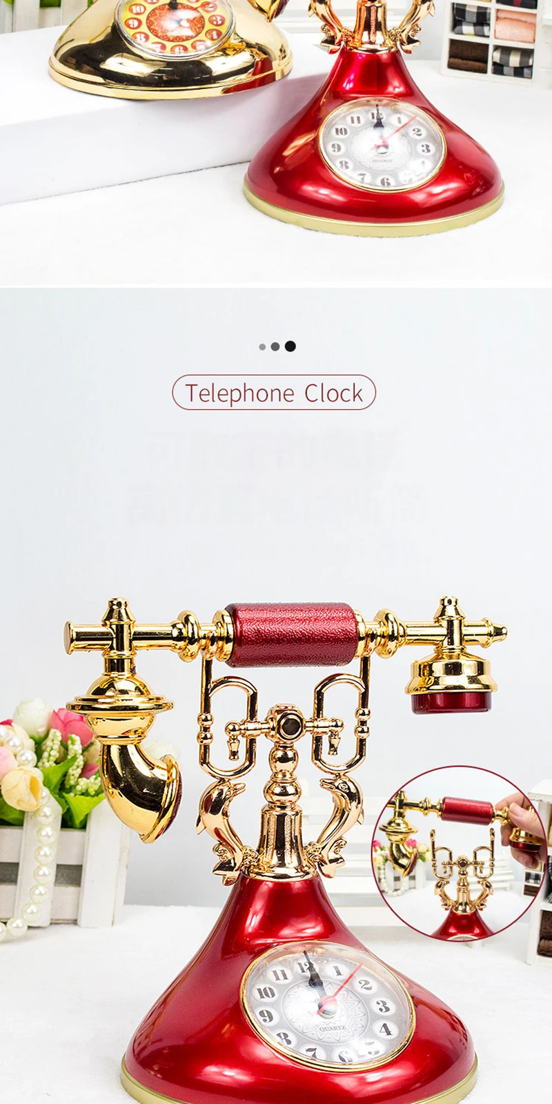 Retro Telephone Alarm Clock – Vintage Desk Clock Home Decoration Retro Telephone Alarm Clock – Vintage Desk Clock Home Decoration - Image 11