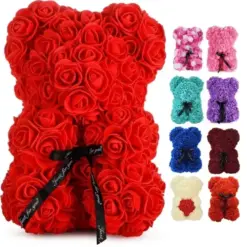 Artificial Rose Teddy Bear Gift for Mum – Decorative Flower Keepsake