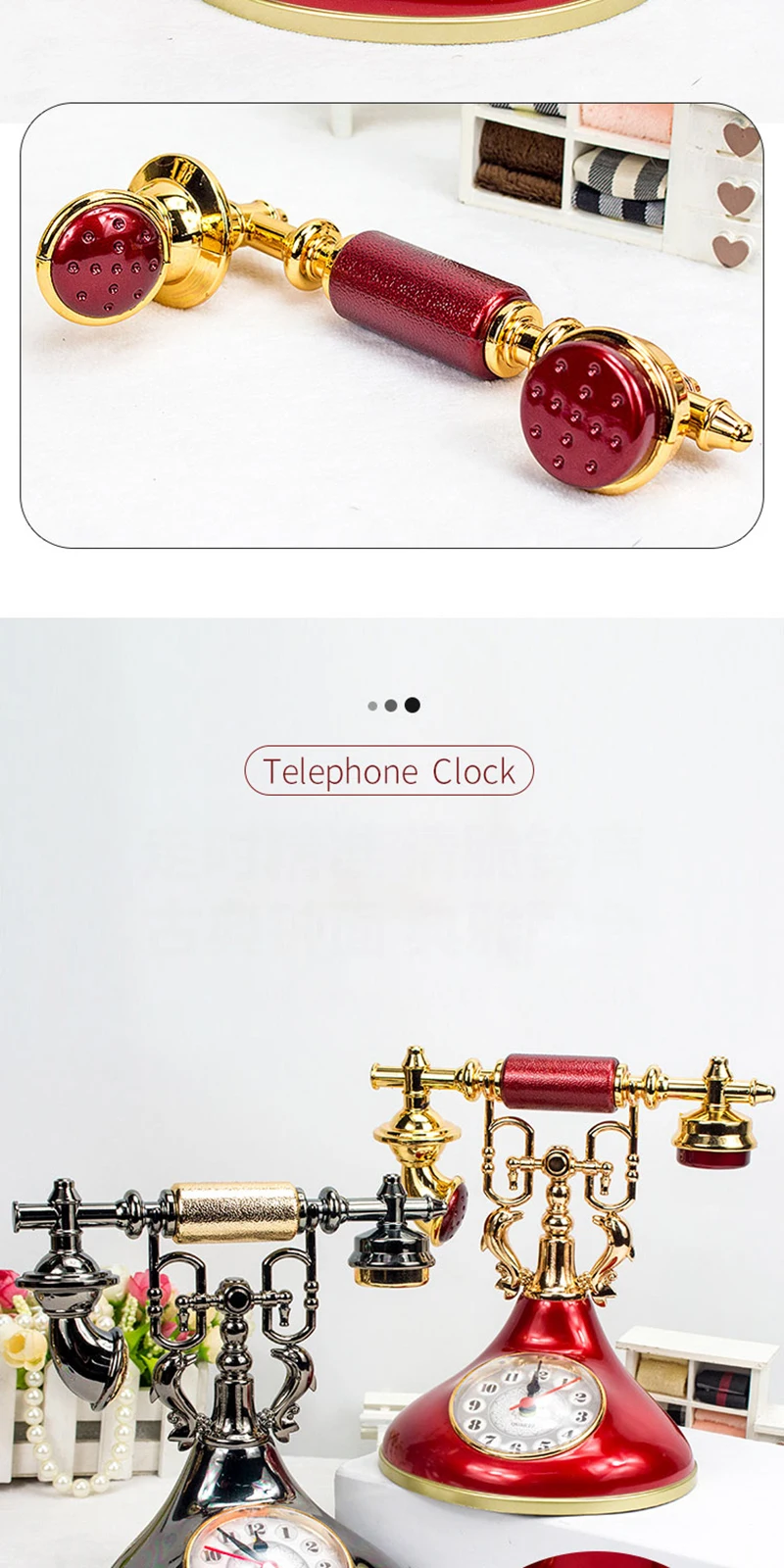 Retro Telephone Alarm Clock – Vintage Desk Clock Home Decoration Retro Telephone Alarm Clock – Vintage Desk Clock Home Decoration - Image 12