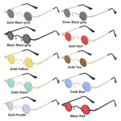 Small Round Sunglasses Metal Frame – UV400 Retro Punk Glasses for Men and Women