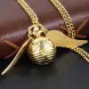 Magic Gold Fairy Ball Pocket Watch Necklace – Vintage Quartz Pendant Watch