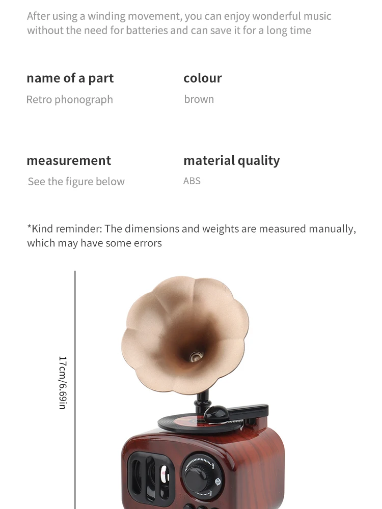 Vintage Gramophone Music Box – Decorative Wind-Up Home Ornament Vintage Gramophone Music Box – Decorative Wind-Up Home Ornament - Image 11