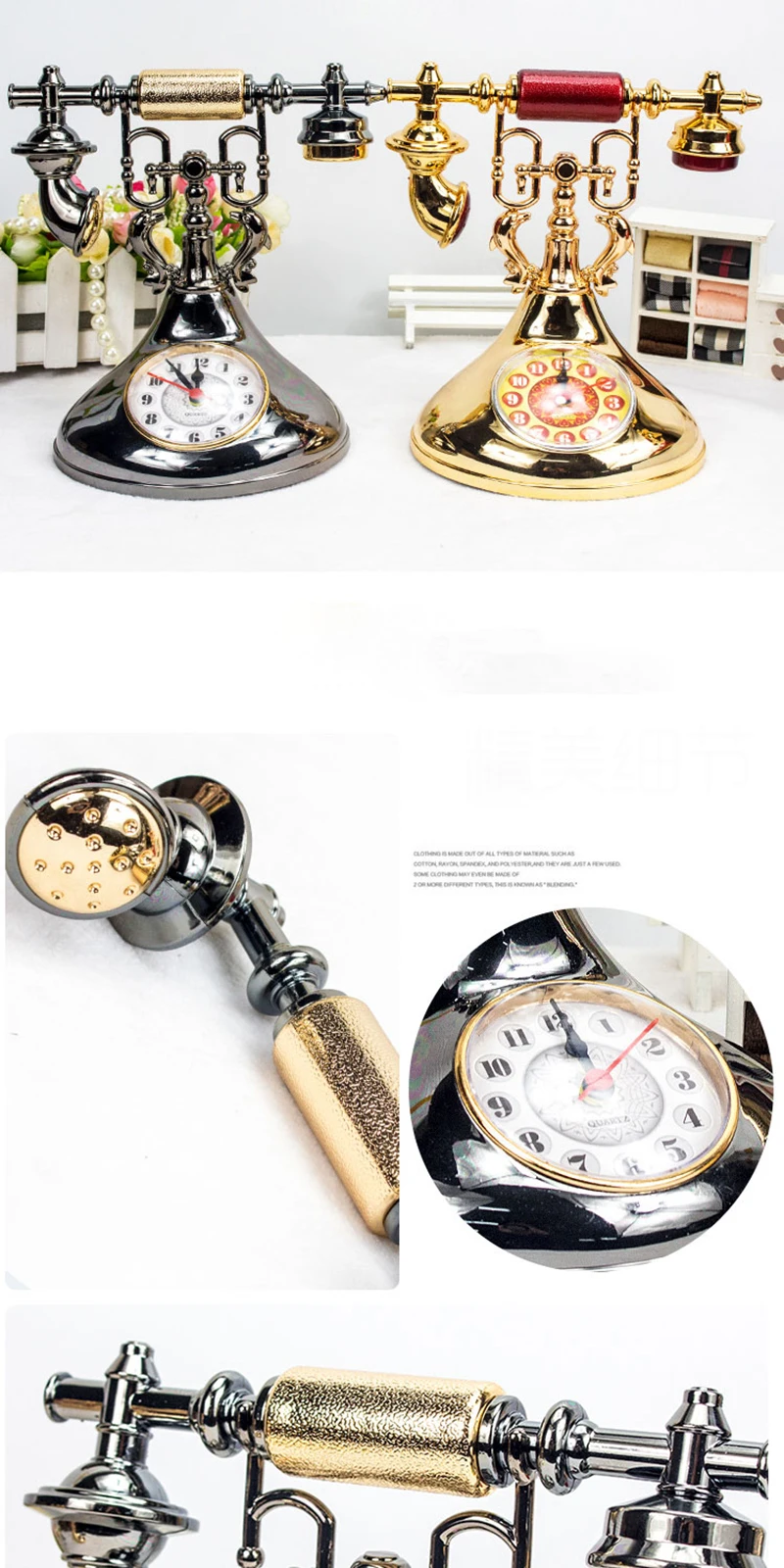 Retro Telephone Alarm Clock – Vintage Desk Clock Home Decoration Retro Telephone Alarm Clock – Vintage Desk Clock Home Decoration - Image 14
