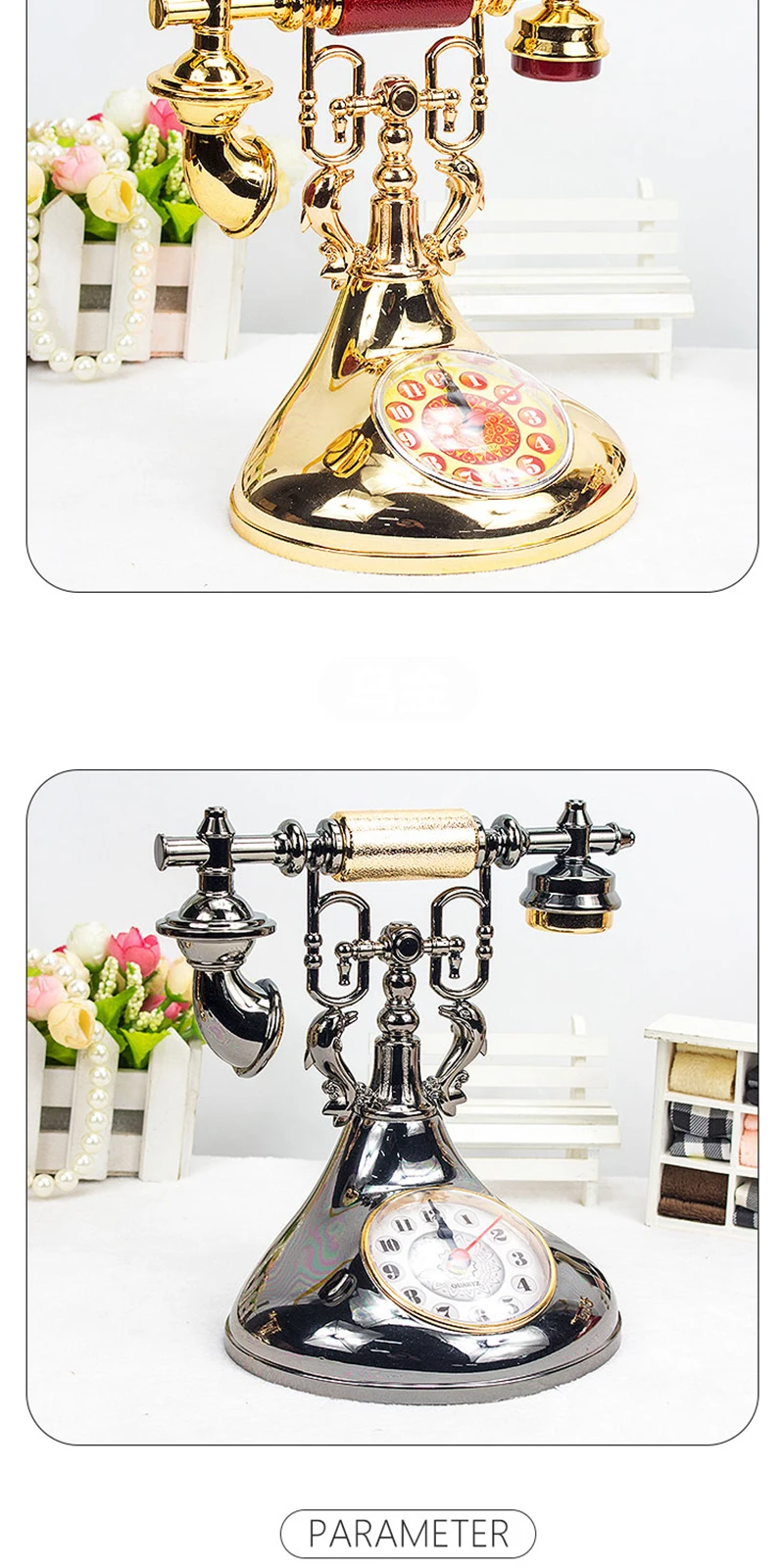 Retro Telephone Alarm Clock – Vintage Desk Clock Home Decoration Retro Telephone Alarm Clock – Vintage Desk Clock Home Decoration - Image 8