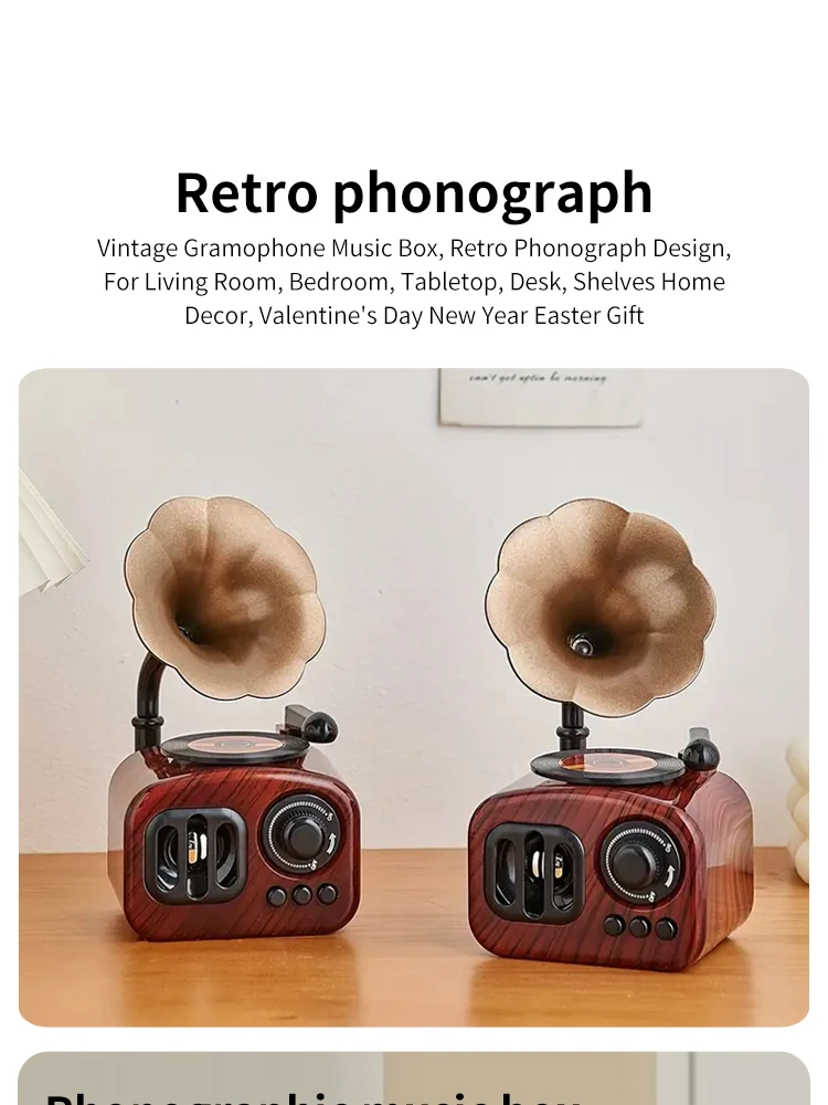 Vintage Gramophone Music Box – Decorative Wind-Up Home Ornament Vintage Gramophone Music Box – Decorative Wind-Up Home Ornament - Image 9