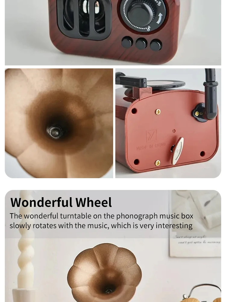 Vintage Gramophone Music Box – Decorative Wind-Up Home Ornament Vintage Gramophone Music Box – Decorative Wind-Up Home Ornament - Image 13