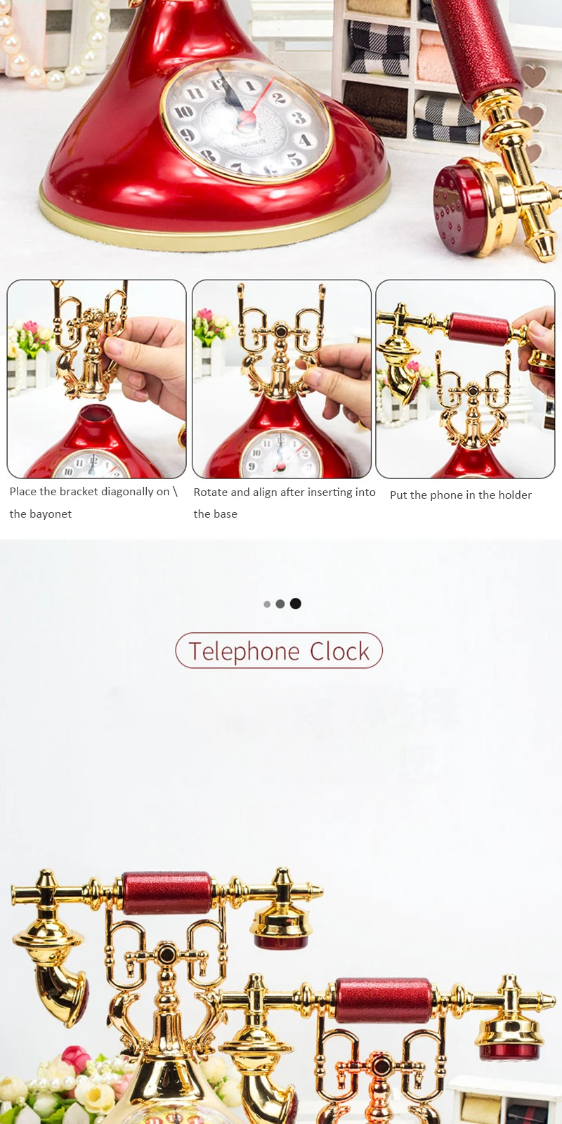 Retro Telephone Alarm Clock – Vintage Desk Clock Home Decoration Retro Telephone Alarm Clock – Vintage Desk Clock Home Decoration - Image 10