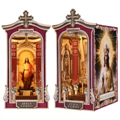 DIY Book Nook Cathedral 3D Wooden Puzzle Bookend Kit with Light Effect